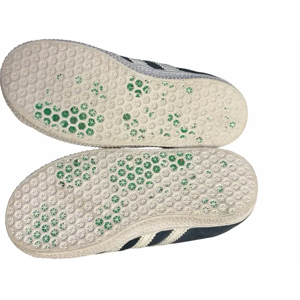 Adidas Gazelle Kids Blue White Suede Sneakers Hook Loop Ortholite Shoes